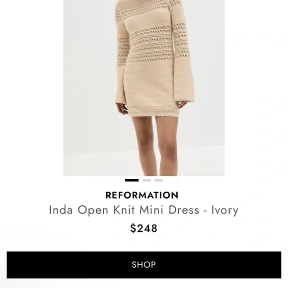 REFORMATION Inda Open Knit Mini Dress - Ivory - threedaughtersproperties.com